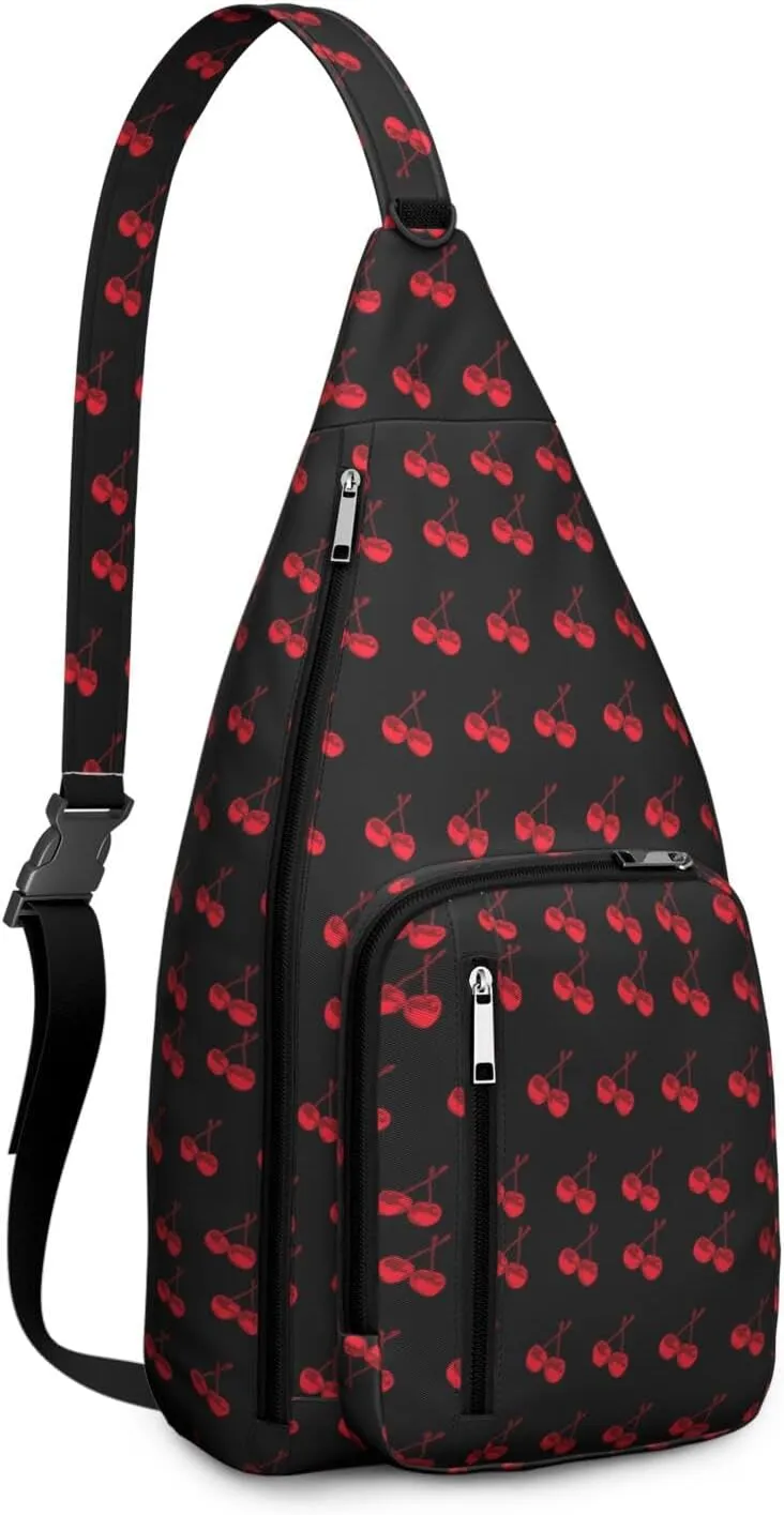 Shoulder Sling Crossbody Casual Chest Bag For Travel Sports Running,Backpack for Men & Women Lightweight Sports BagCrossbody Concealed Carry,Cherry Shoulder Bag Waterproof Chest Bag