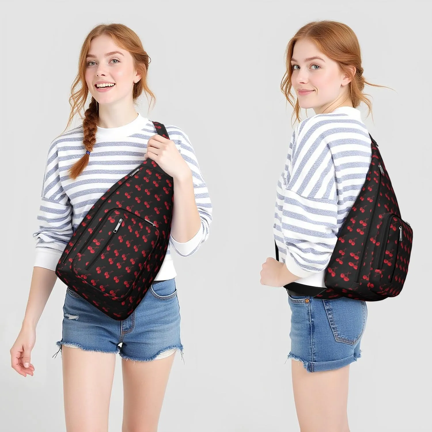 Shoulder Sling Crossbody Casual Chest Bag For Travel Sports Running,Backpack for Men & Women Lightweight Sports BagCrossbody Concealed Carry,Cherry Shoulder Bag Waterproof Chest Bag