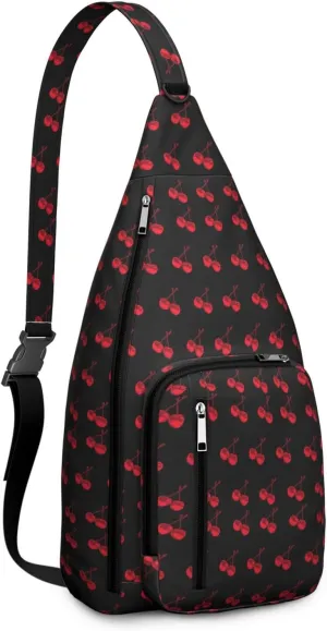 Shoulder Sling Crossbody Casual Chest Bag For Travel Sports Running,Backpack for Men & Women Lightweight Sports BagCrossbody Concealed Carry,Cherry Shoulder Bag Waterproof Chest Bag