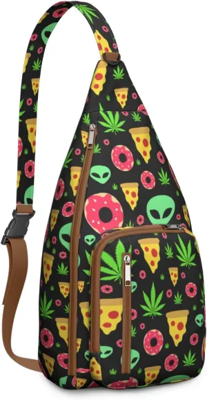 Shoulder Sling Crossbody Casual Chest Bag For Travel Sports Running,Backpack for Men & Women Lightweight Sports BagCrossbody Concealed Carry,Marijuana Leaf Shoulder Bag Waterproof Chest Bag