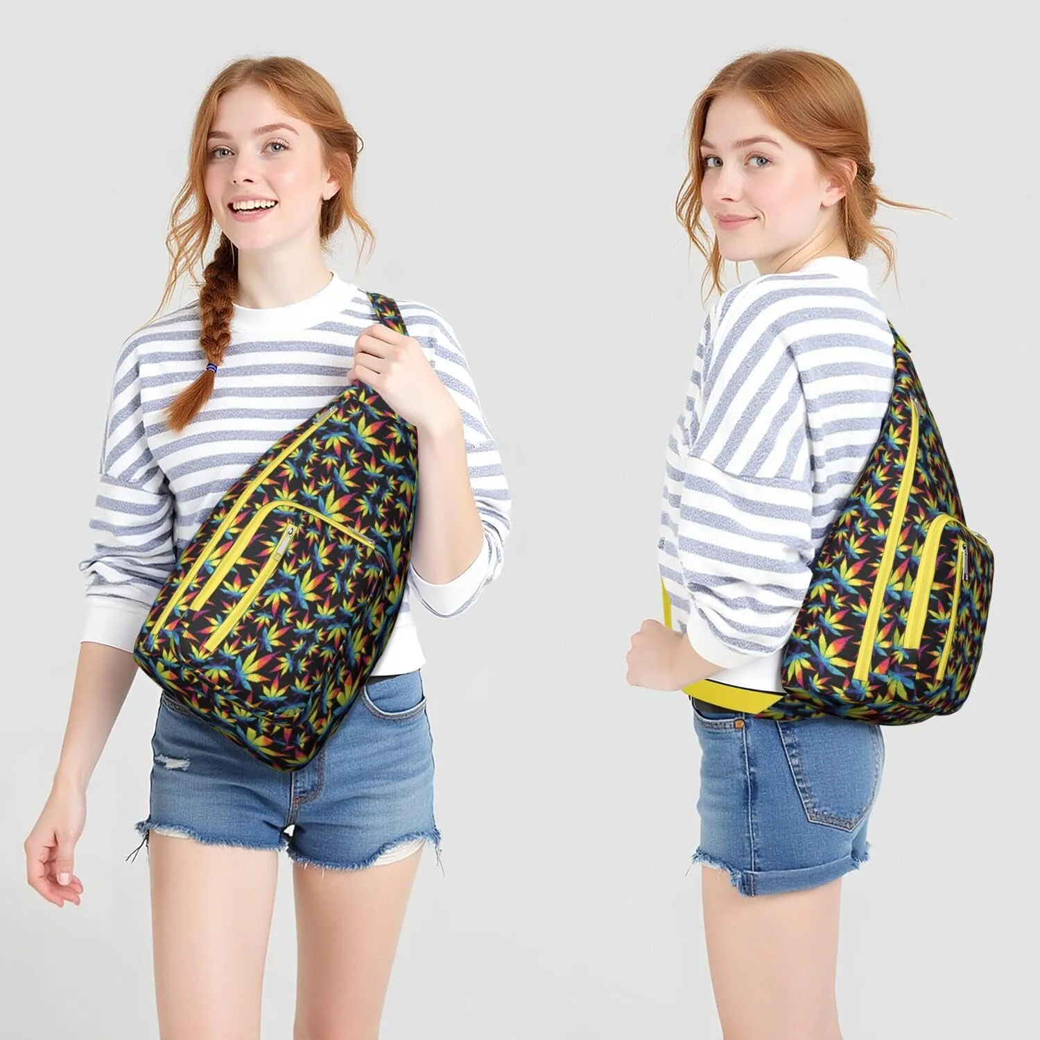 Shoulder Sling Crossbody Casual Chest Bag For Travel Sports Running,Backpack for Men & Women Lightweight Sports BagCrossbody Concealed Carry,Marijuana Leaf Shoulder Bag Waterproof Chest Bag