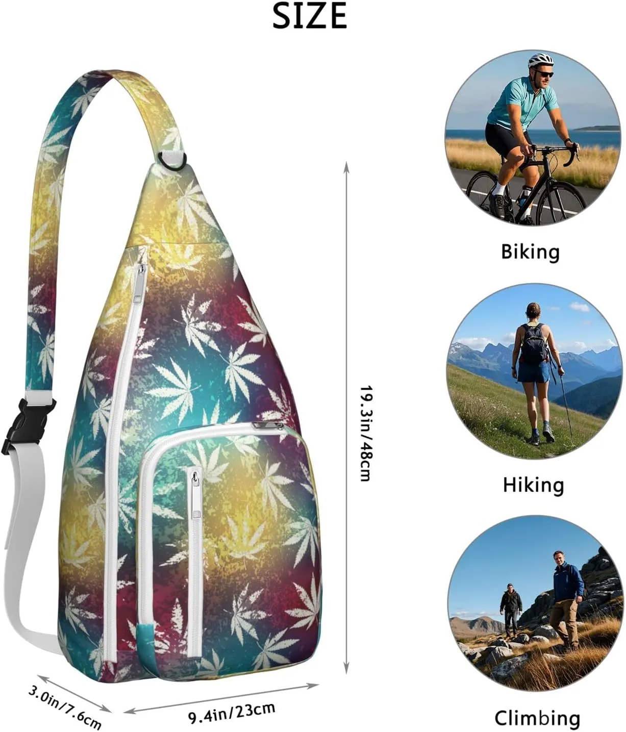 Shoulder Sling Crossbody Casual Chest Bag For Travel Sports Running,Backpack for Men & Women Lightweight Sports BagCrossbody Concealed Carry,Marijuana Leaf Shoulder Bag Waterproof Chest Bag