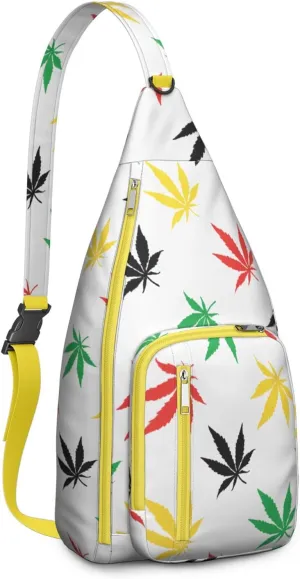 Shoulder Sling Crossbody Casual Chest Bag For Travel Sports Running,Backpack for Men & Women Lightweight Sports BagCrossbody Concealed Carry,Marijuana Leaf Shoulder Bag Waterproof Chest Bag