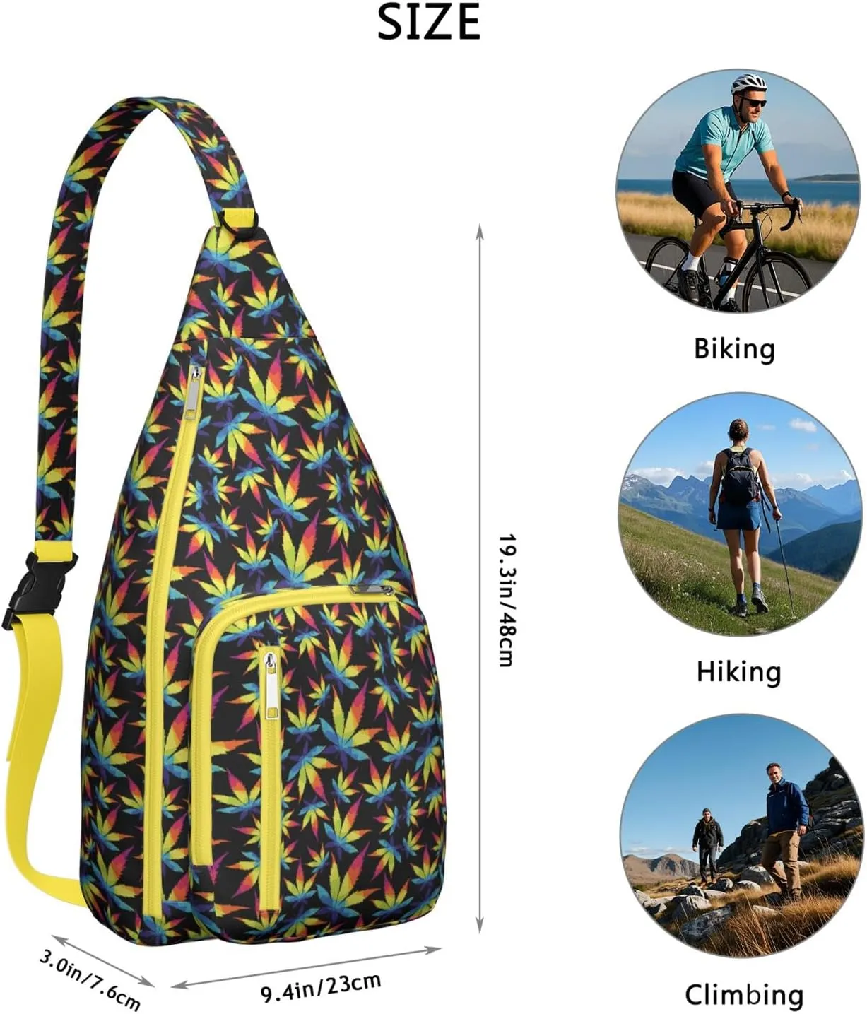 Shoulder Sling Crossbody Casual Chest Bag For Travel Sports Running,Backpack for Men & Women Lightweight Sports BagCrossbody Concealed Carry,Marijuana Leaf Shoulder Bag Waterproof Chest Bag
