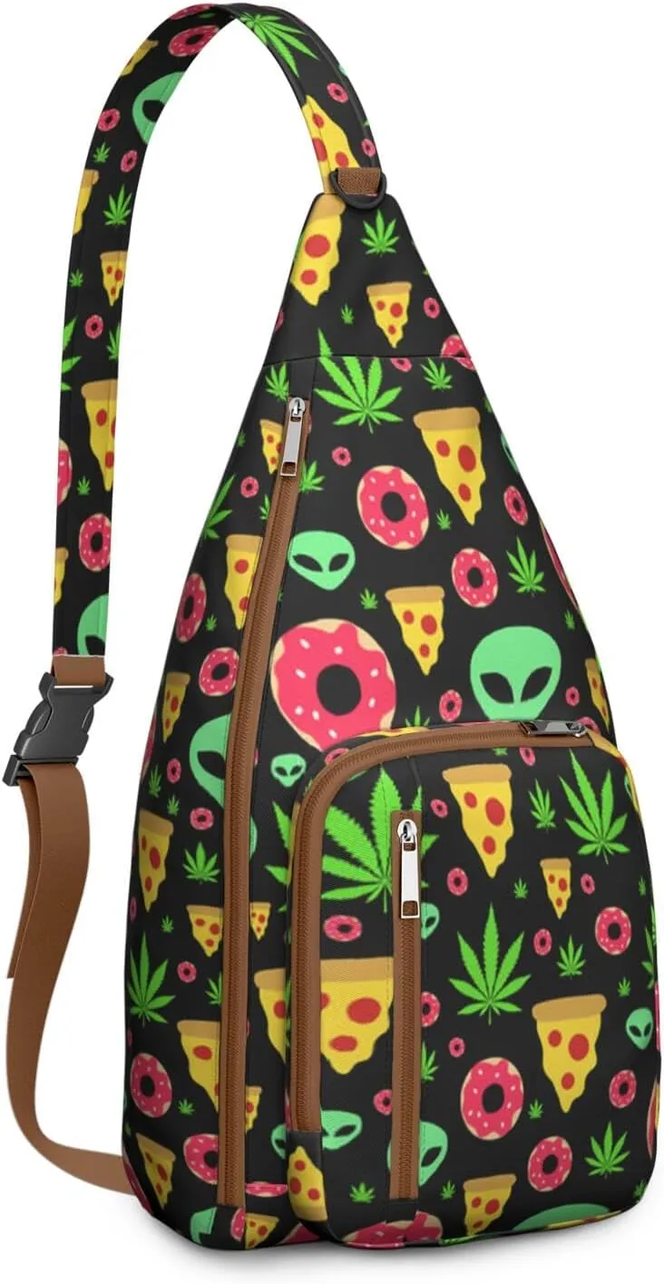 Shoulder Sling Crossbody Casual Chest Bag For Travel Sports Running,Backpack for Men & Women Lightweight Sports BagCrossbody Concealed Carry,Marijuana Leaf Shoulder Bag Waterproof Chest Bag