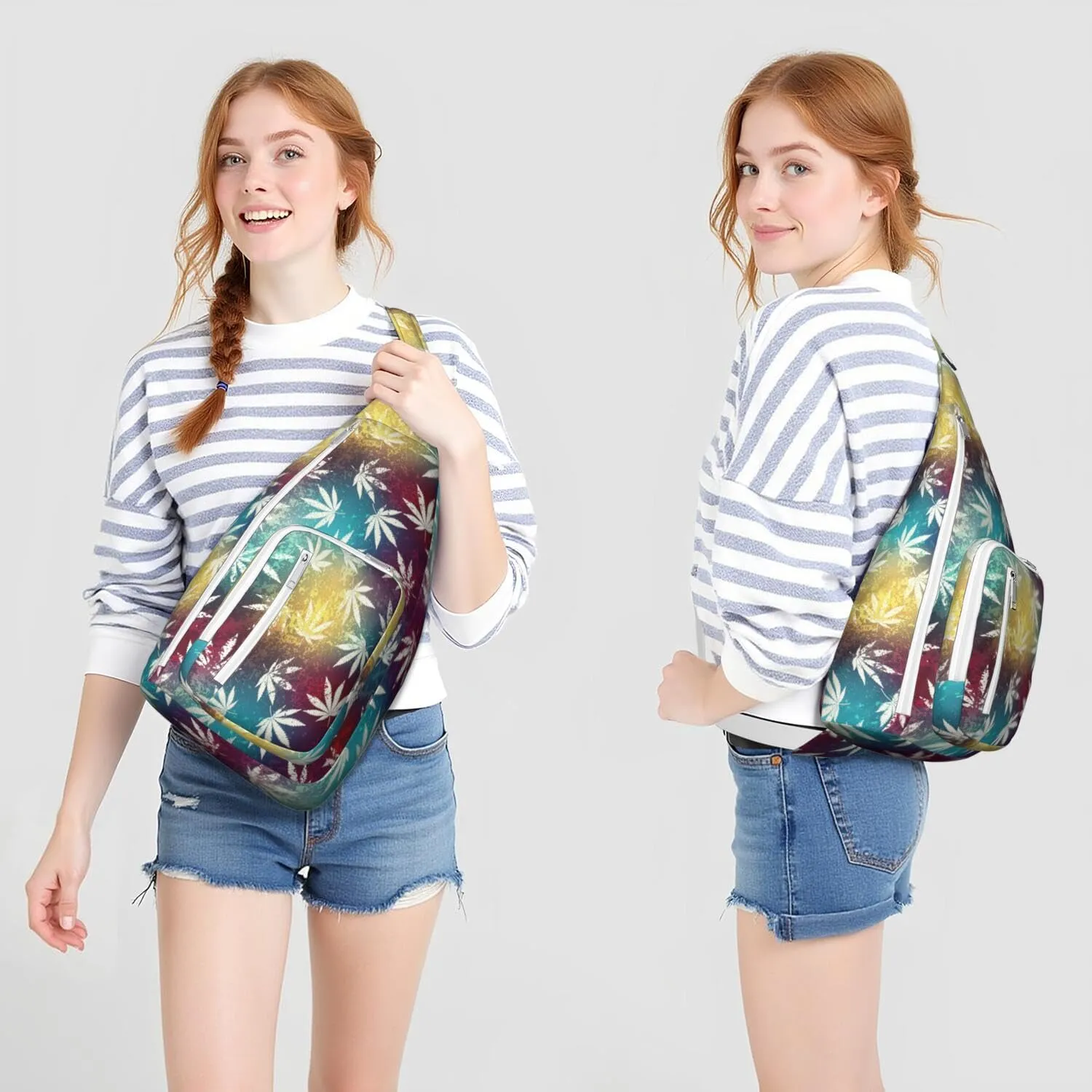 Shoulder Sling Crossbody Casual Chest Bag For Travel Sports Running,Backpack for Men & Women Lightweight Sports BagCrossbody Concealed Carry,Marijuana Leaf Shoulder Bag Waterproof Chest Bag