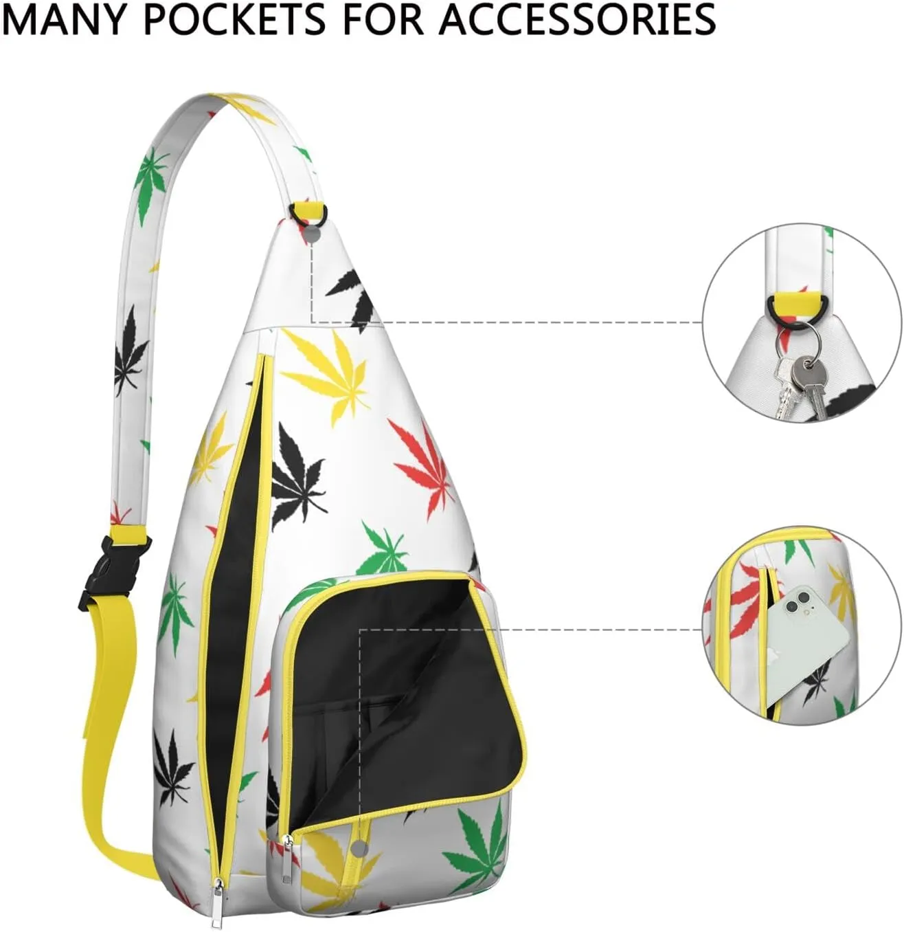 Shoulder Sling Crossbody Casual Chest Bag For Travel Sports Running,Backpack for Men & Women Lightweight Sports BagCrossbody Concealed Carry,Marijuana Leaf Shoulder Bag Waterproof Chest Bag