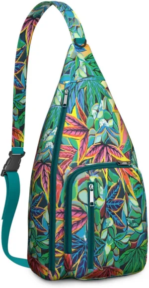 Shoulder Sling Crossbody Casual Chest Bag For Travel Sports Running,Backpack for Men & Women Lightweight Sports BagCrossbody Concealed Carry,Marijuana Leaf Shoulder Bag Waterproof Chest Bag