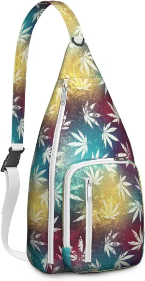 Shoulder Sling Crossbody Casual Chest Bag For Travel Sports Running,Backpack for Men & Women Lightweight Sports BagCrossbody Concealed Carry,Marijuana Leaf Shoulder Bag Waterproof Chest Bag