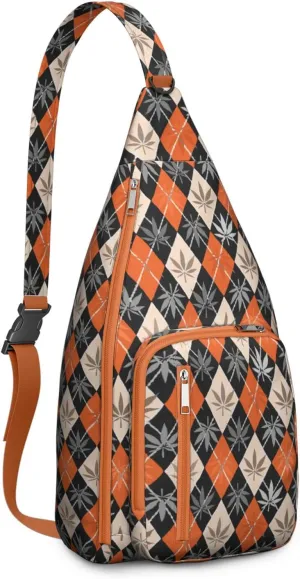 Shoulder Sling Crossbody Casual Chest Bag For Travel Sports Running,Backpack for Men & Women Lightweight Sports BagCrossbody Concealed Carry,Marijuana Leaf Shoulder Bag Waterproof Chest Bag