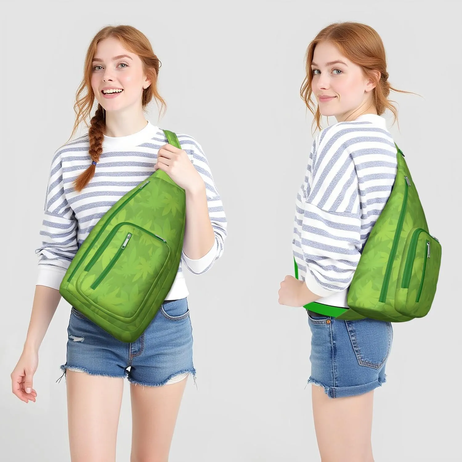 Shoulder Sling Crossbody Casual Chest Bag For Travel Sports Running,Backpack for Men & Women Lightweight Sports BagCrossbody Concealed Carry,Marijuana Leaf Shoulder Bag Waterproof Chest Bag