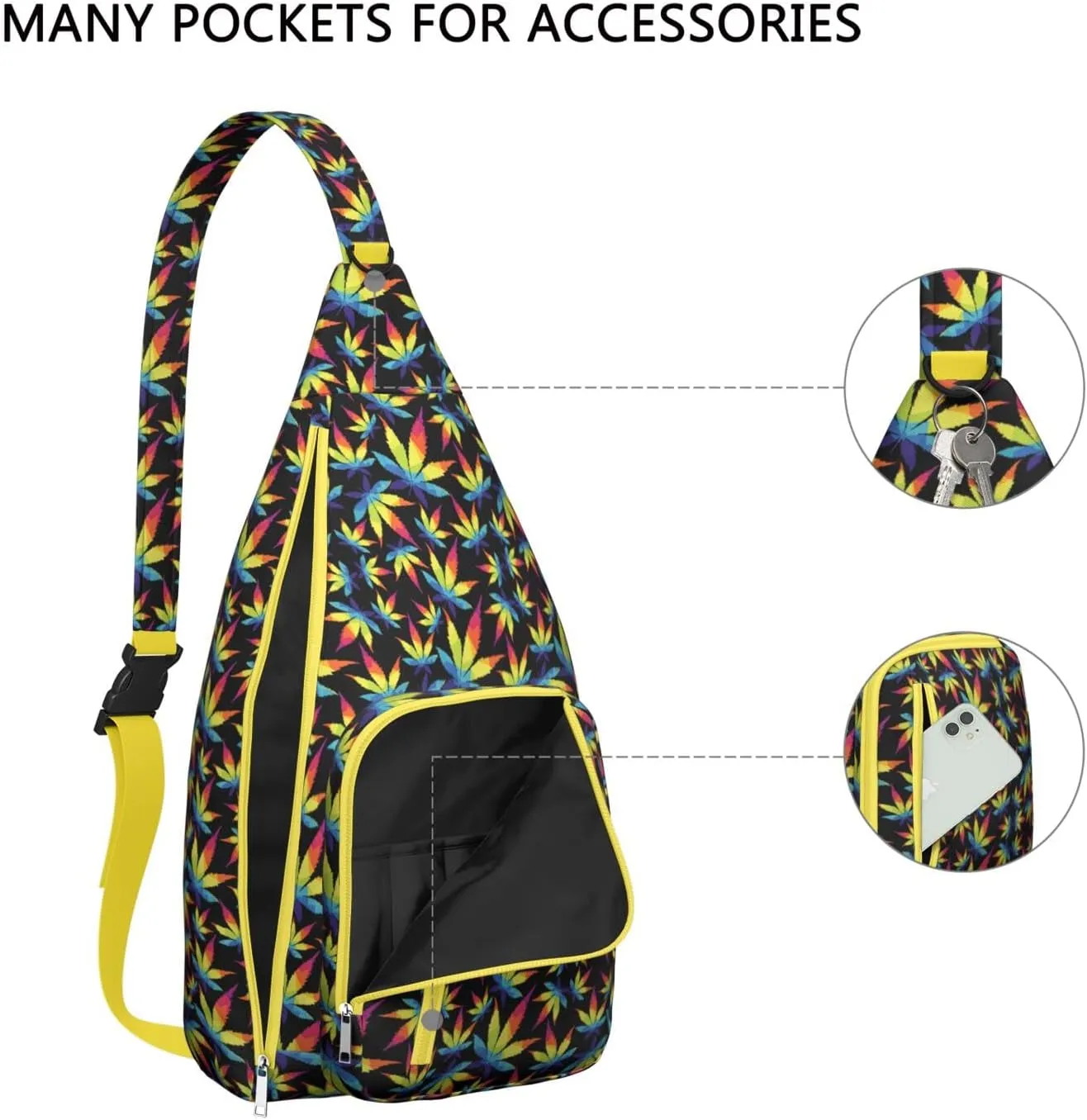 Shoulder Sling Crossbody Casual Chest Bag For Travel Sports Running,Backpack for Men & Women Lightweight Sports BagCrossbody Concealed Carry,Marijuana Leaf Shoulder Bag Waterproof Chest Bag