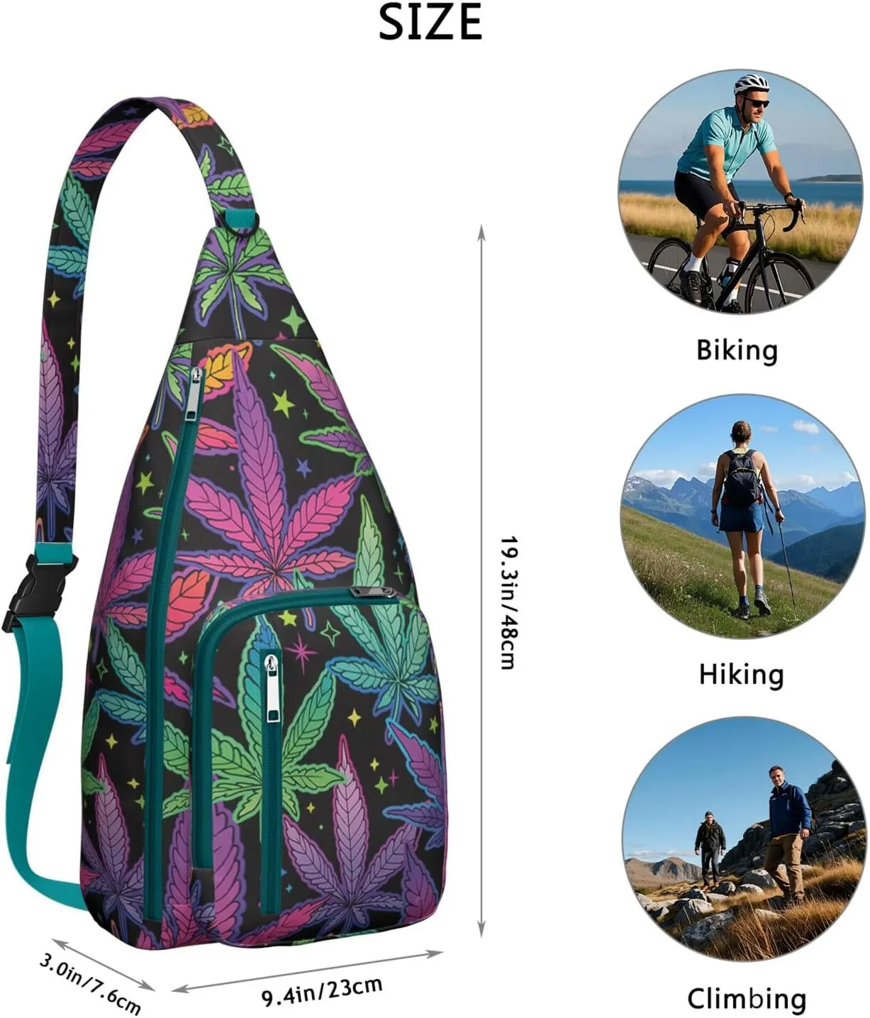 Shoulder Sling Crossbody Casual Chest Bag For Travel Sports Running,Backpack for Men & Women Lightweight Sports BagCrossbody Concealed Carry,Marijuana Leaf Shoulder Bag Waterproof Chest Bag