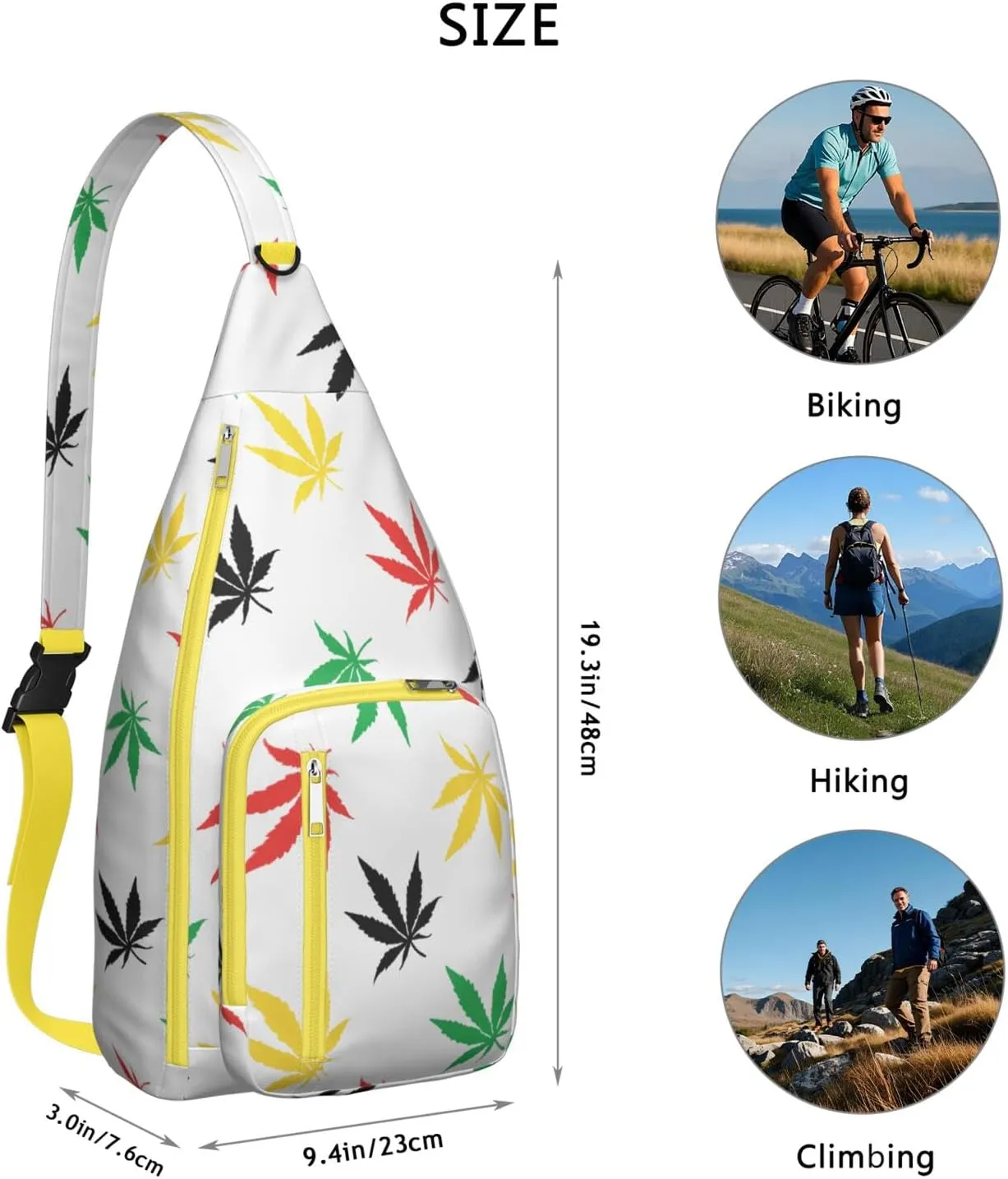 Shoulder Sling Crossbody Casual Chest Bag For Travel Sports Running,Backpack for Men & Women Lightweight Sports BagCrossbody Concealed Carry,Marijuana Leaf Shoulder Bag Waterproof Chest Bag