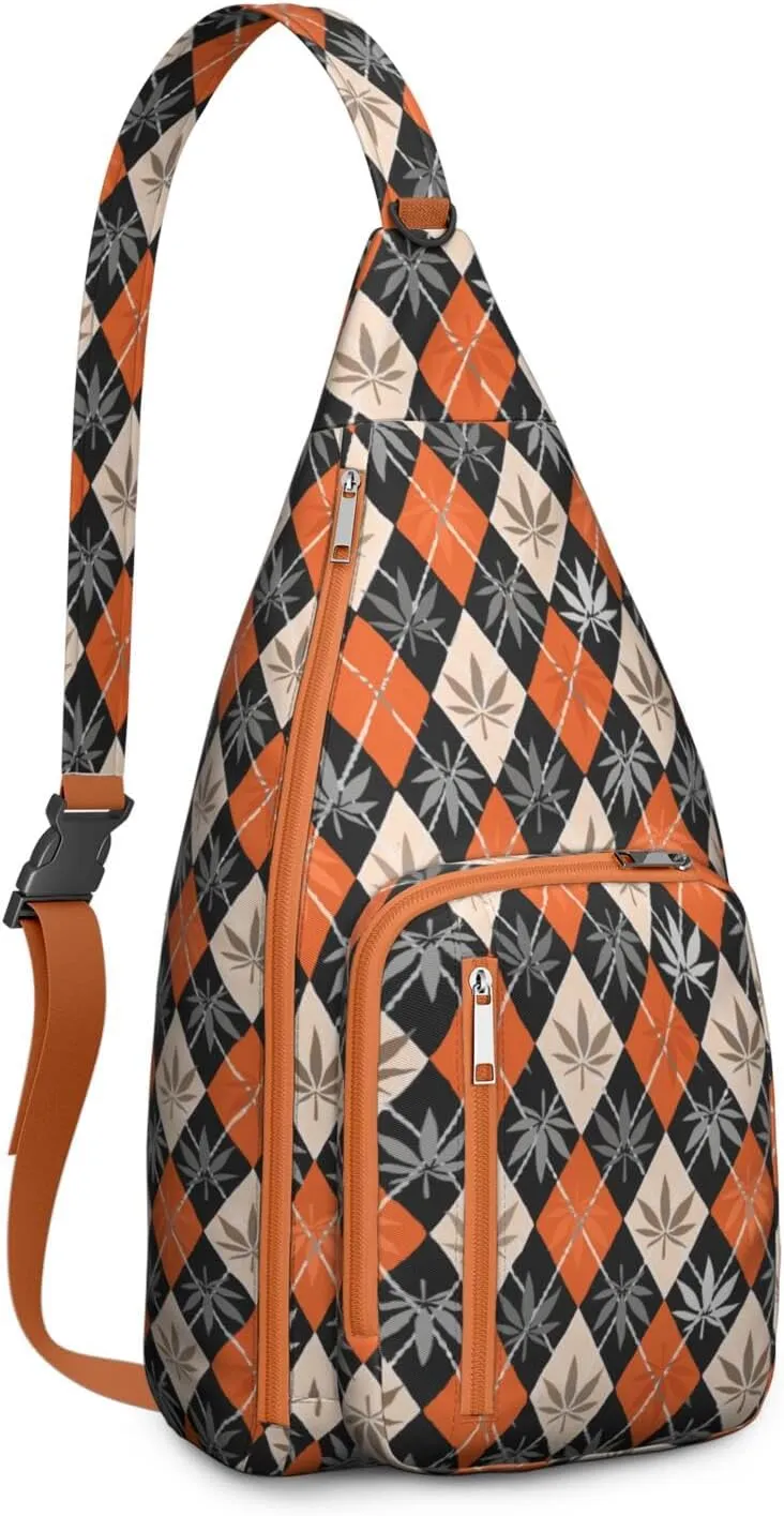 Shoulder Sling Crossbody Casual Chest Bag For Travel Sports Running,Backpack for Men & Women Lightweight Sports BagCrossbody Concealed Carry,Marijuana Leaf Shoulder Bag Waterproof Chest Bag