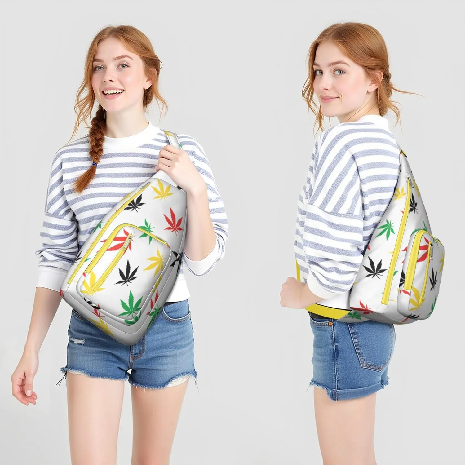 Shoulder Sling Crossbody Casual Chest Bag For Travel Sports Running,Backpack for Men & Women Lightweight Sports BagCrossbody Concealed Carry,Marijuana Leaf Shoulder Bag Waterproof Chest Bag