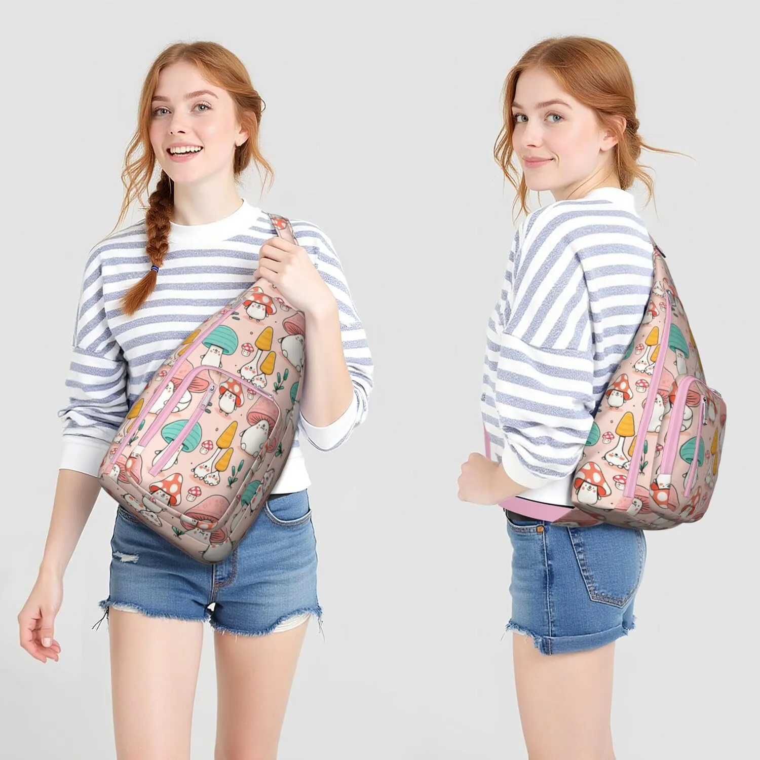 Shoulder Sling Crossbody Casual Chest Bag For Travel Sports Running,Backpack for Men & Women Lightweight Sports BagCrossbody Concealed Carry,Mushroom Shoulder Bag Waterproof Chest Bag