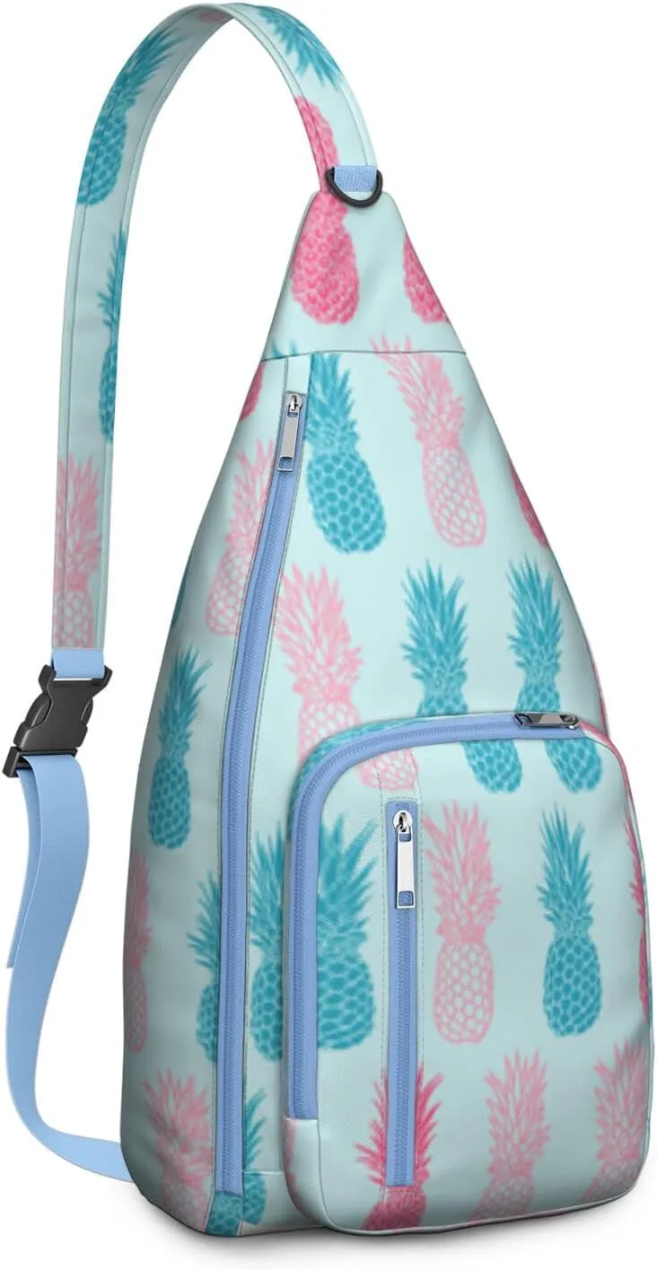 Shoulder Sling Crossbody Casual Chest Bag For Travel Sports Running,Backpack for Men & Women Lightweight Sports BagCrossbody Concealed Carry,Pineapple Shoulder Bag Waterproof Chest Bag