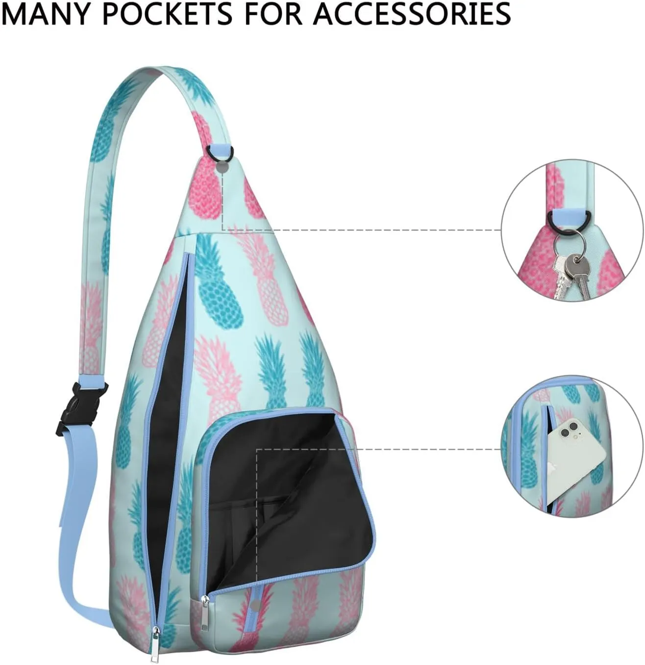 Shoulder Sling Crossbody Casual Chest Bag For Travel Sports Running,Backpack for Men & Women Lightweight Sports BagCrossbody Concealed Carry,Pineapple Shoulder Bag Waterproof Chest Bag
