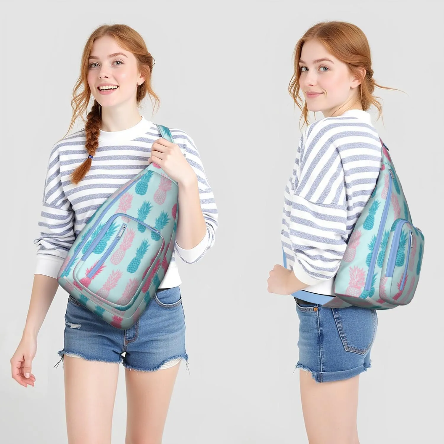 Shoulder Sling Crossbody Casual Chest Bag For Travel Sports Running,Backpack for Men & Women Lightweight Sports BagCrossbody Concealed Carry,Pineapple Shoulder Bag Waterproof Chest Bag