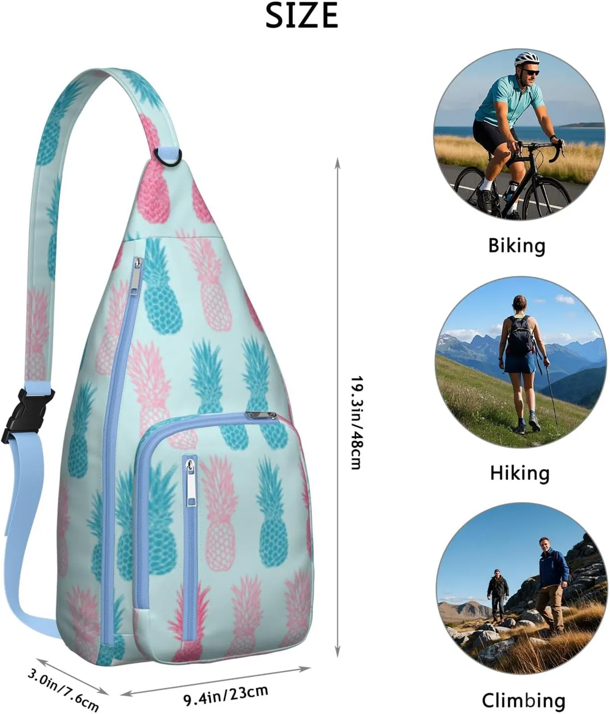Shoulder Sling Crossbody Casual Chest Bag For Travel Sports Running,Backpack for Men & Women Lightweight Sports BagCrossbody Concealed Carry,Pineapple Shoulder Bag Waterproof Chest Bag