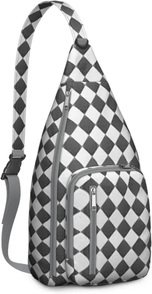 Shoulder Sling Crossbody Casual Chest Bag For Travel Sports Running,Backpack for Men & Women Lightweight Sports BagCrossbody Concealed Carry,Plaid Shoulder Bag Waterproof Chest Bag