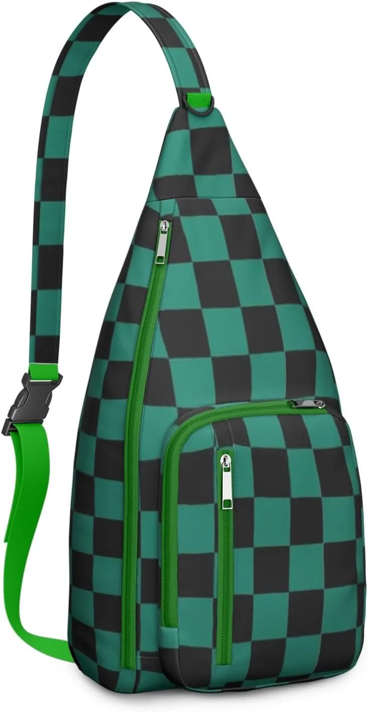 Shoulder Sling Crossbody Casual Chest Bag For Travel Sports Running,Backpack for Men & Women Lightweight Sports BagCrossbody Concealed Carry,Plaid Shoulder Bag Waterproof Chest Bag