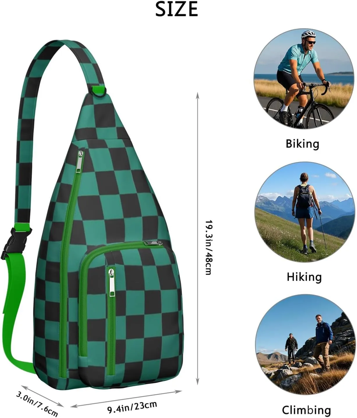Shoulder Sling Crossbody Casual Chest Bag For Travel Sports Running,Backpack for Men & Women Lightweight Sports BagCrossbody Concealed Carry,Plaid Shoulder Bag Waterproof Chest Bag