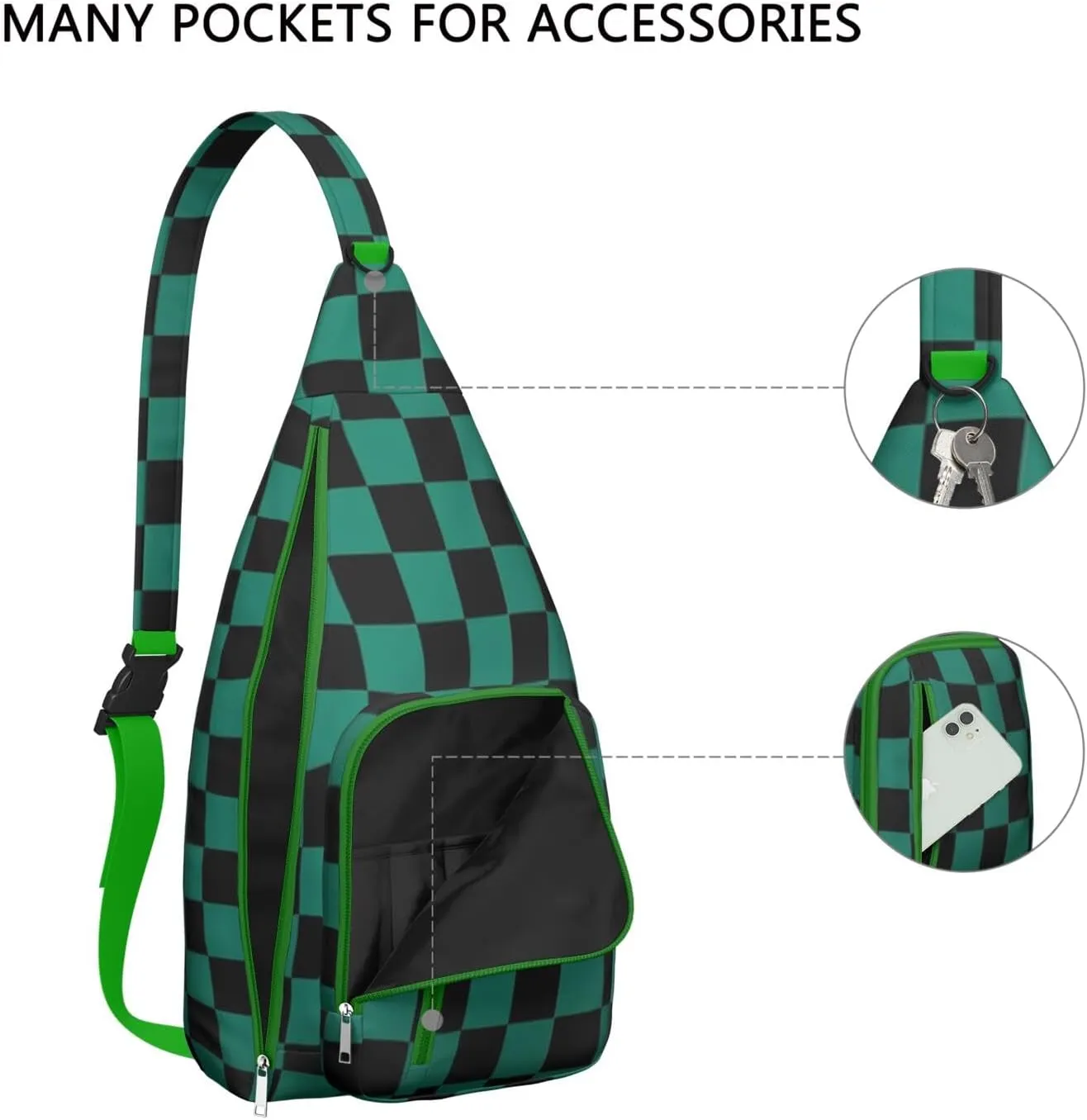 Shoulder Sling Crossbody Casual Chest Bag For Travel Sports Running,Backpack for Men & Women Lightweight Sports BagCrossbody Concealed Carry,Plaid Shoulder Bag Waterproof Chest Bag