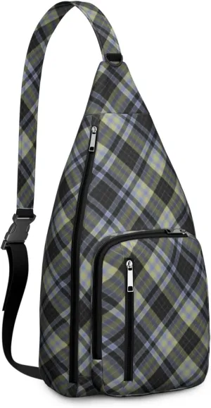 Shoulder Sling Crossbody Casual Chest Bag For Travel Sports Running,Backpack for Men & Women Lightweight Sports BagCrossbody Concealed Carry,Plaid Shoulder Bag Waterproof Chest Bag