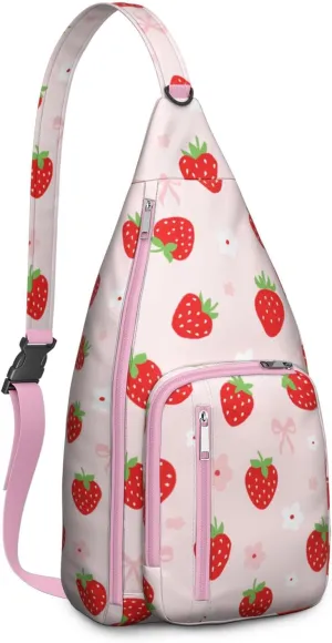 Shoulder Sling Crossbody Casual Chest Bag For Travel Sports Running,Backpack for Men & Women Lightweight Sports BagCrossbody Concealed Carry,Strawberry Shoulder Bag Waterproof Chest Bag