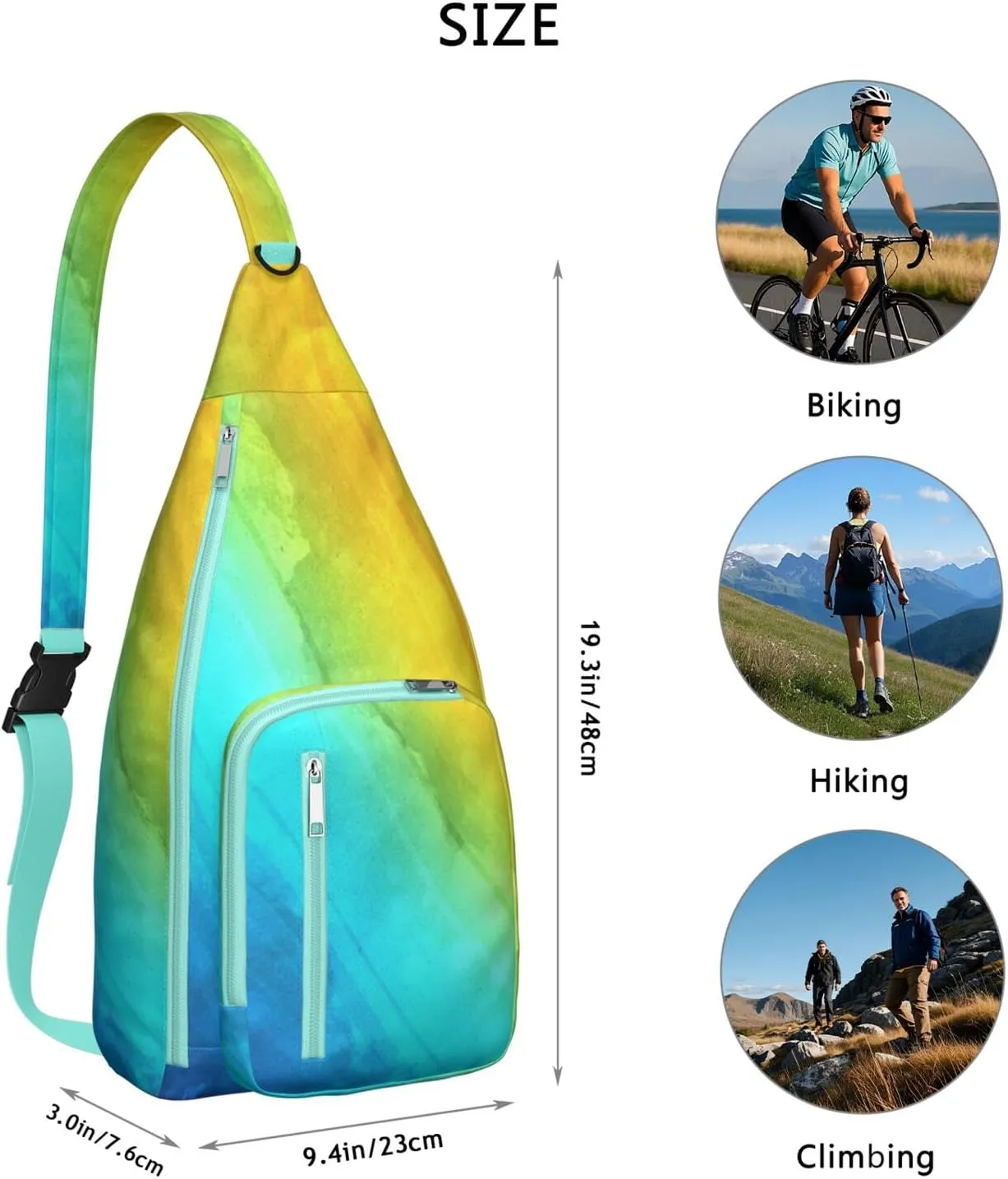 Shoulder Sling Crossbody Casual Chest Bag For Travel Sports Running,Backpack for Men & Women Lightweight Sports BagCrossbody Concealed Carry,Tie dye Shoulder Bag Waterproof Chest Bag