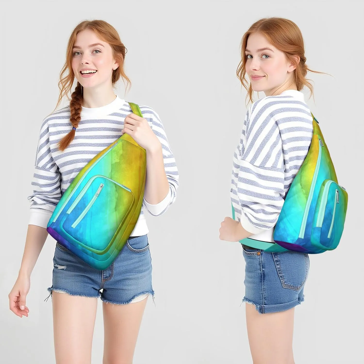 Shoulder Sling Crossbody Casual Chest Bag For Travel Sports Running,Backpack for Men & Women Lightweight Sports BagCrossbody Concealed Carry,Tie dye Shoulder Bag Waterproof Chest Bag