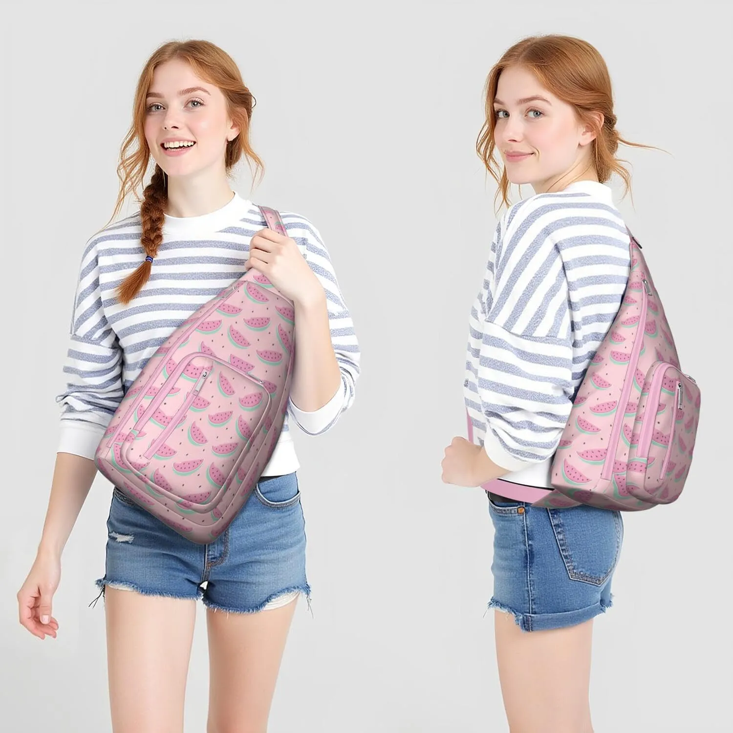 Shoulder Sling Crossbody Casual Chest Bag For Travel Sports Running,Backpack for Men & Women Lightweight Sports BagCrossbody Concealed Carry,Watermelon Shoulder Bag Waterproof Chest Bag