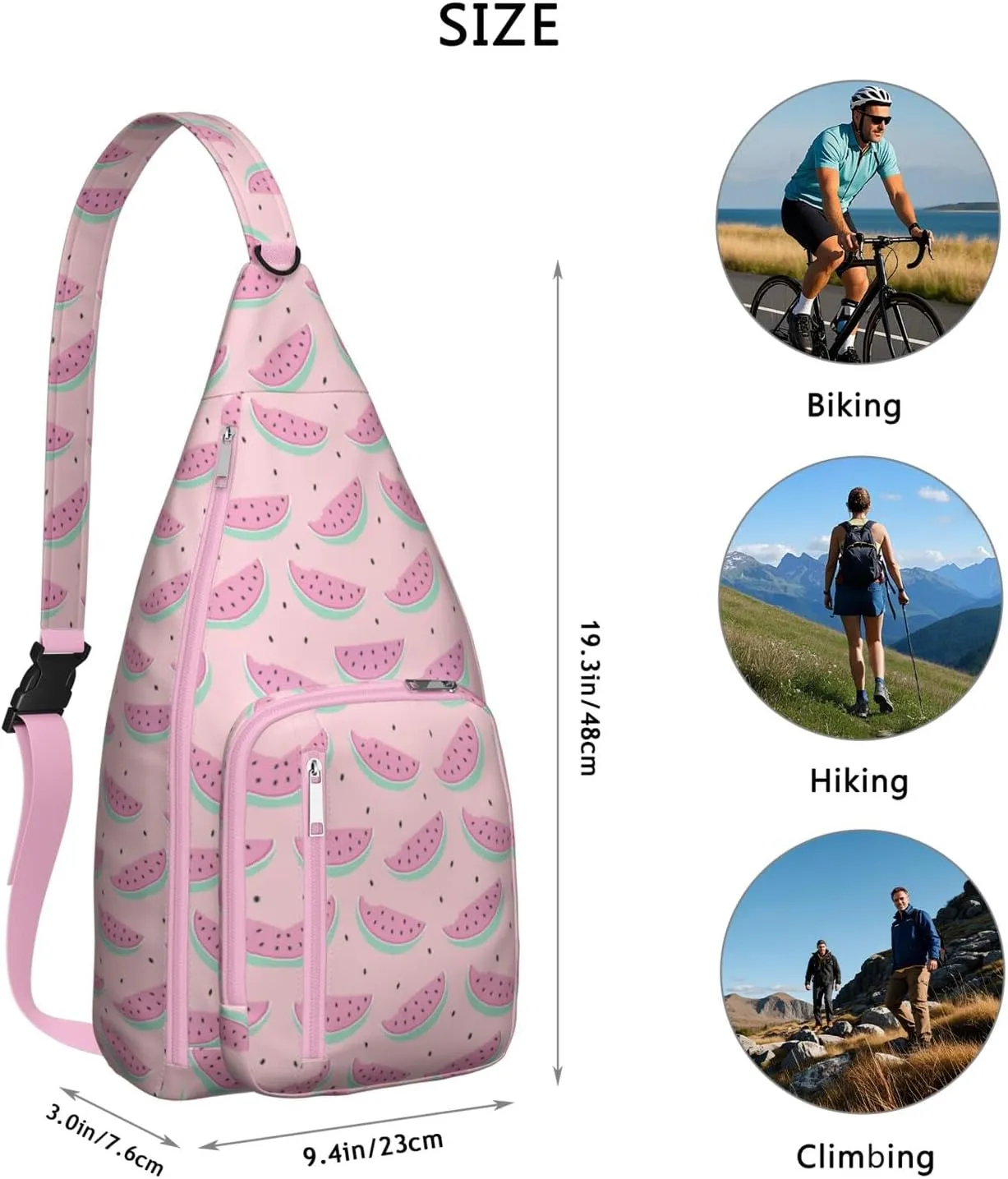 Shoulder Sling Crossbody Casual Chest Bag For Travel Sports Running,Backpack for Men & Women Lightweight Sports BagCrossbody Concealed Carry,Watermelon Shoulder Bag Waterproof Chest Bag