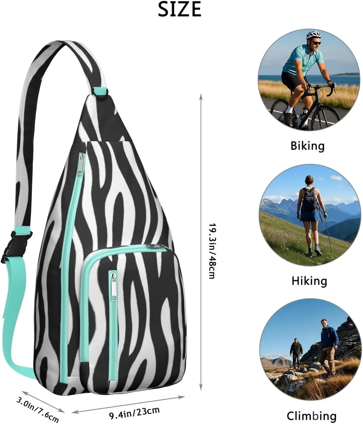 Shoulder Sling Crossbody Casual Chest Bag For Travel Sports Running,Backpack for Men & Women Lightweight Sports BagCrossbody Concealed Carry,Zebra Shoulder Bag Waterproof Chest Bag