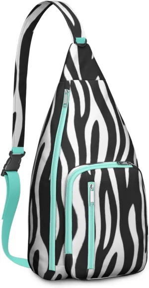 Shoulder Sling Crossbody Casual Chest Bag For Travel Sports Running,Backpack for Men & Women Lightweight Sports BagCrossbody Concealed Carry,Zebra Shoulder Bag Waterproof Chest Bag