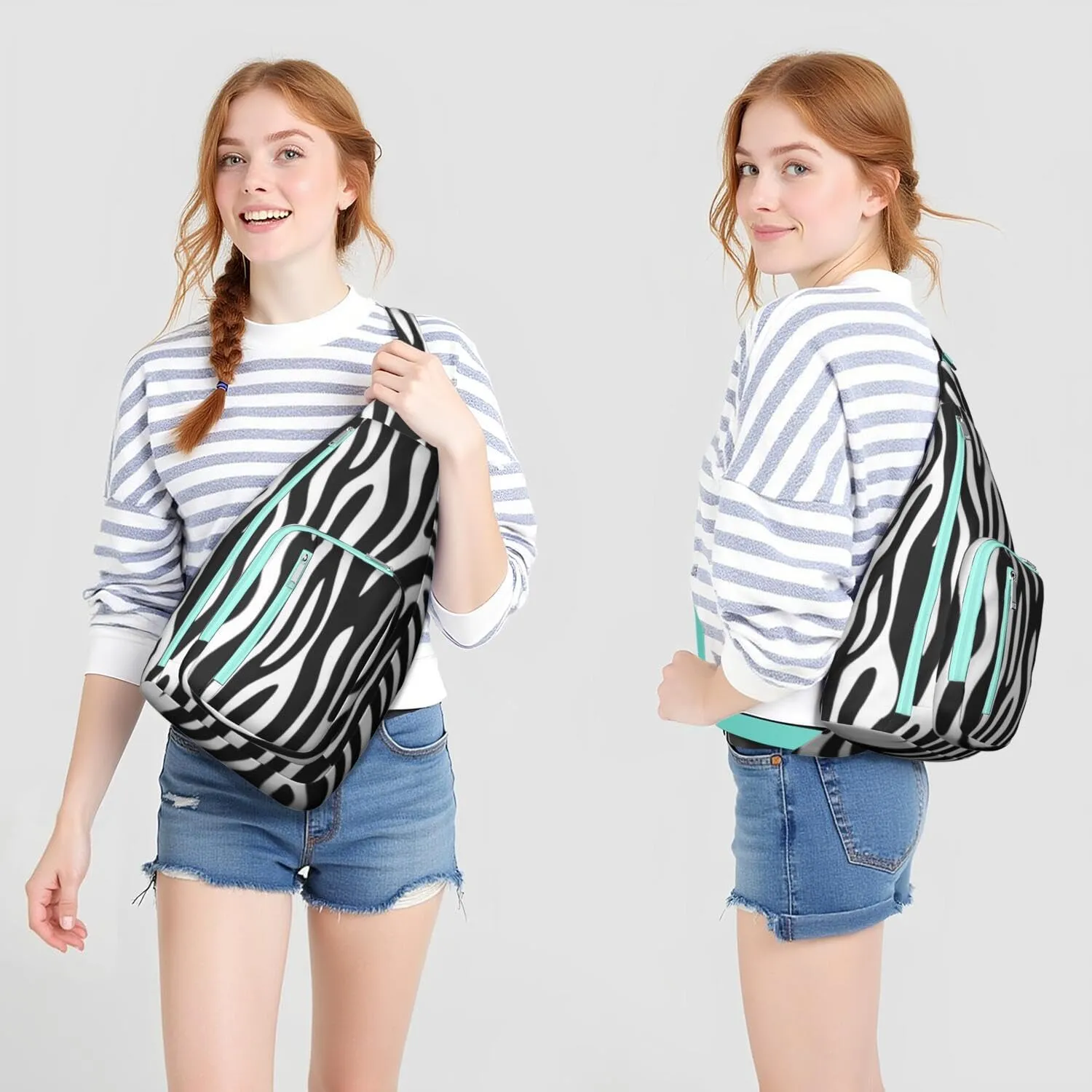 Shoulder Sling Crossbody Casual Chest Bag For Travel Sports Running,Backpack for Men & Women Lightweight Sports BagCrossbody Concealed Carry,Zebra Shoulder Bag Waterproof Chest Bag