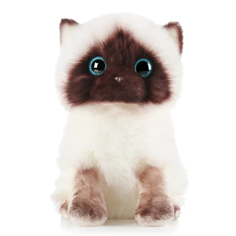 Siamese Kitten Plush Toy Cute Cat Figurine Doll Girl Gift