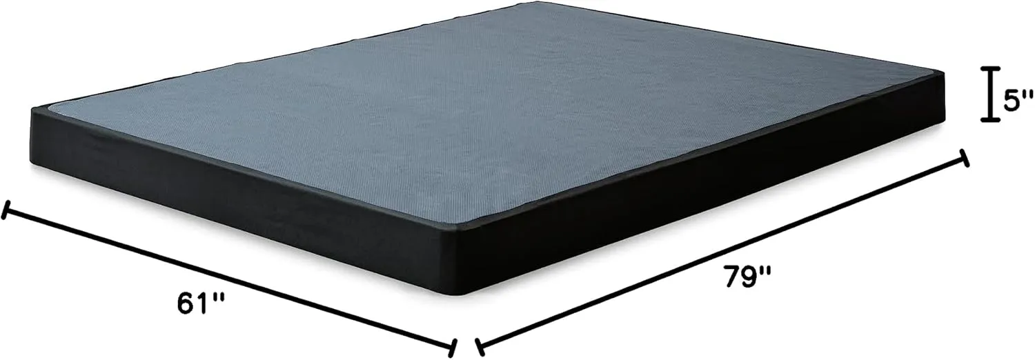 Signature Design by Ashley Low Profile Ready to Assemble Metal Foundation, Queen, Black