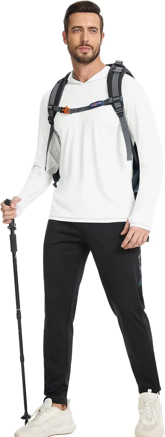 SILKWORLD UPF 50  Fishing Shirts for Men Long Sleeve Sun Protection Hoodie UV SPF Rash Guard Workout Swim Shirts