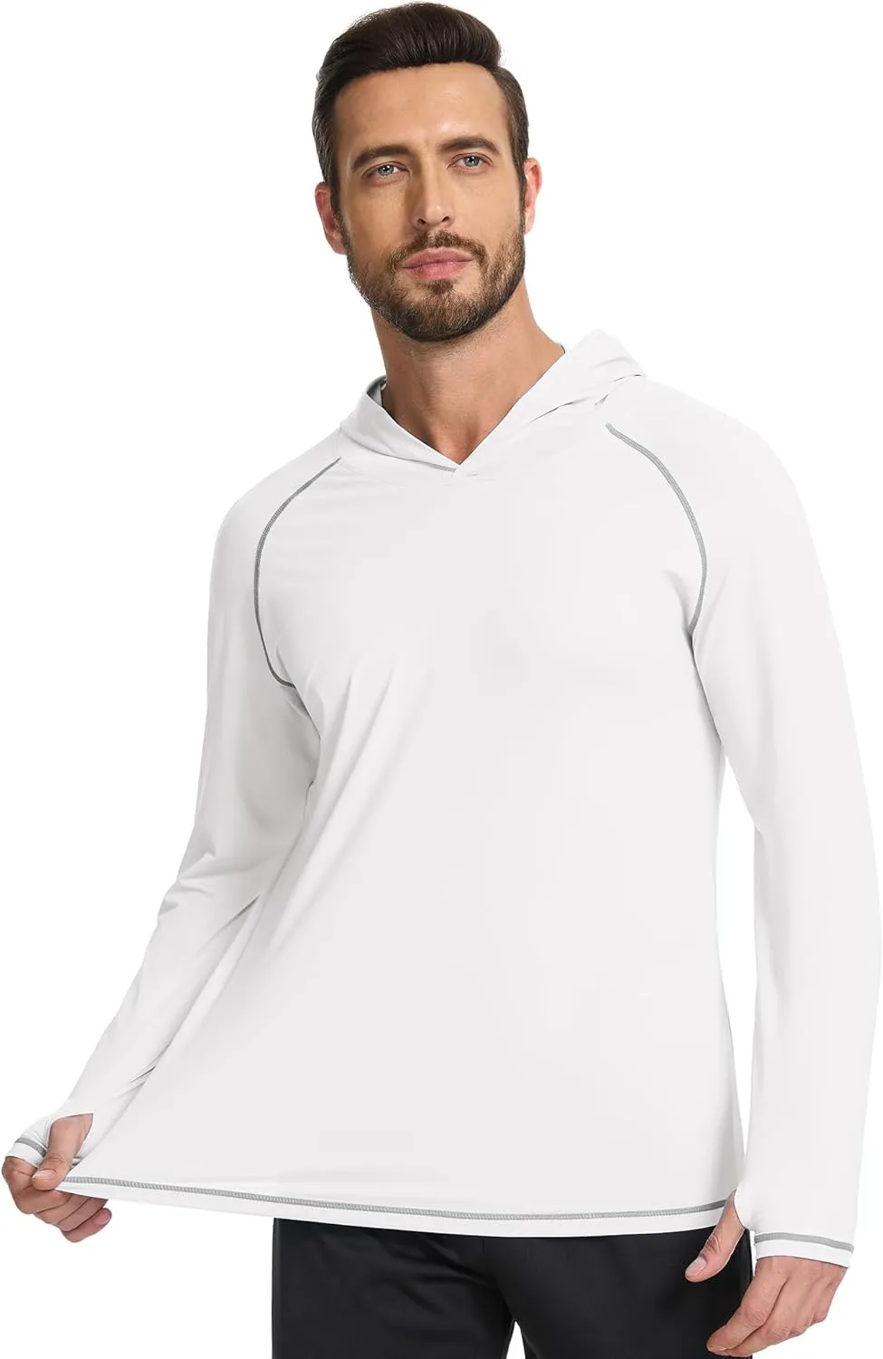 SILKWORLD UPF 50  Fishing Shirts for Men Long Sleeve Sun Protection Hoodie UV SPF Rash Guard Workout Swim Shirts