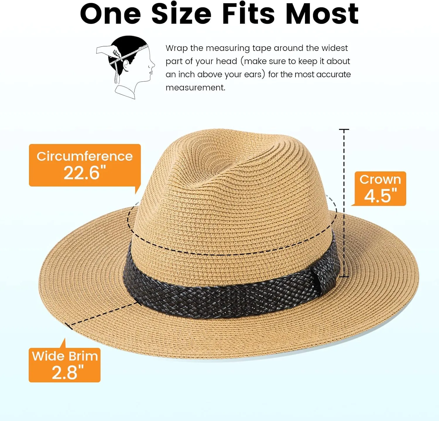 Simplicity Mens Women's Wide Brim Straw Panama Sun Hat