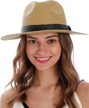 Simplicity Mens Women's Wide Brim Straw Panama Sun Hat