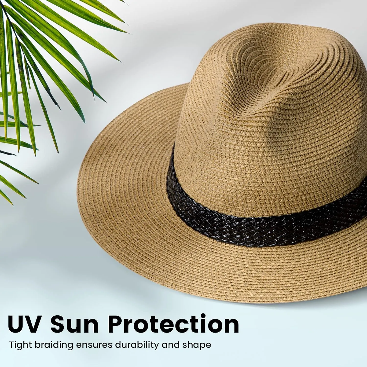 Simplicity Mens Women's Wide Brim Straw Panama Sun Hat