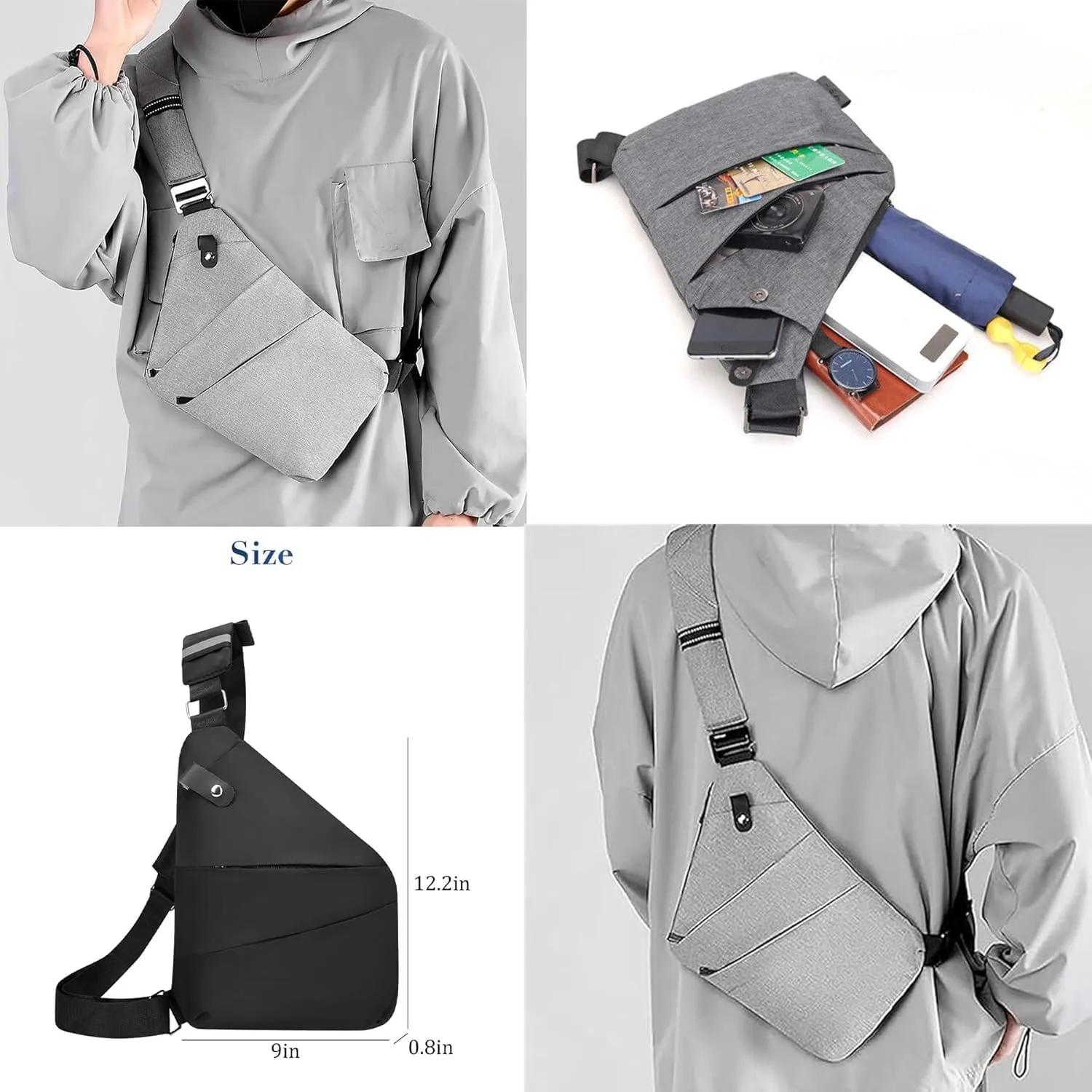 Simplify Living Cross Body Bag Anti Theft, 2025 Slim Sling Multi-pocket Crossbody Travel with Adjustable Strap for Women Men