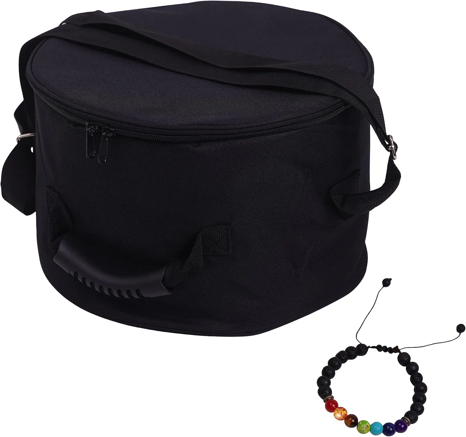 Singing Bowl Carry Case - 12 inch Black Padded Singing Bowl Bag, Sound Bowl Carrier/Crystal Bowl Bag for Storage and Transport - comes with Adjustable Unisex Chakra Bracelet