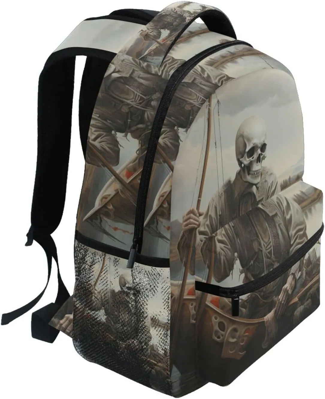 Skeleton Trout Fishing Backpack Daypack Shoulder Bag Book Bag Lightweight Back Pack 11.4 ×16 In