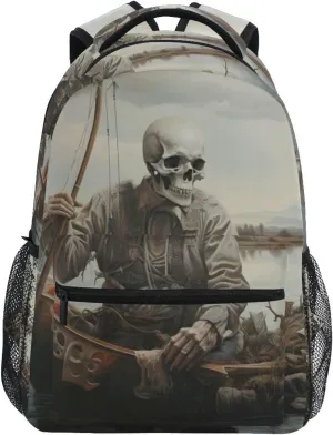 Skeleton Trout Fishing Backpack Daypack Shoulder Bag Book Bag Lightweight Back Pack 11.4 ×16 In