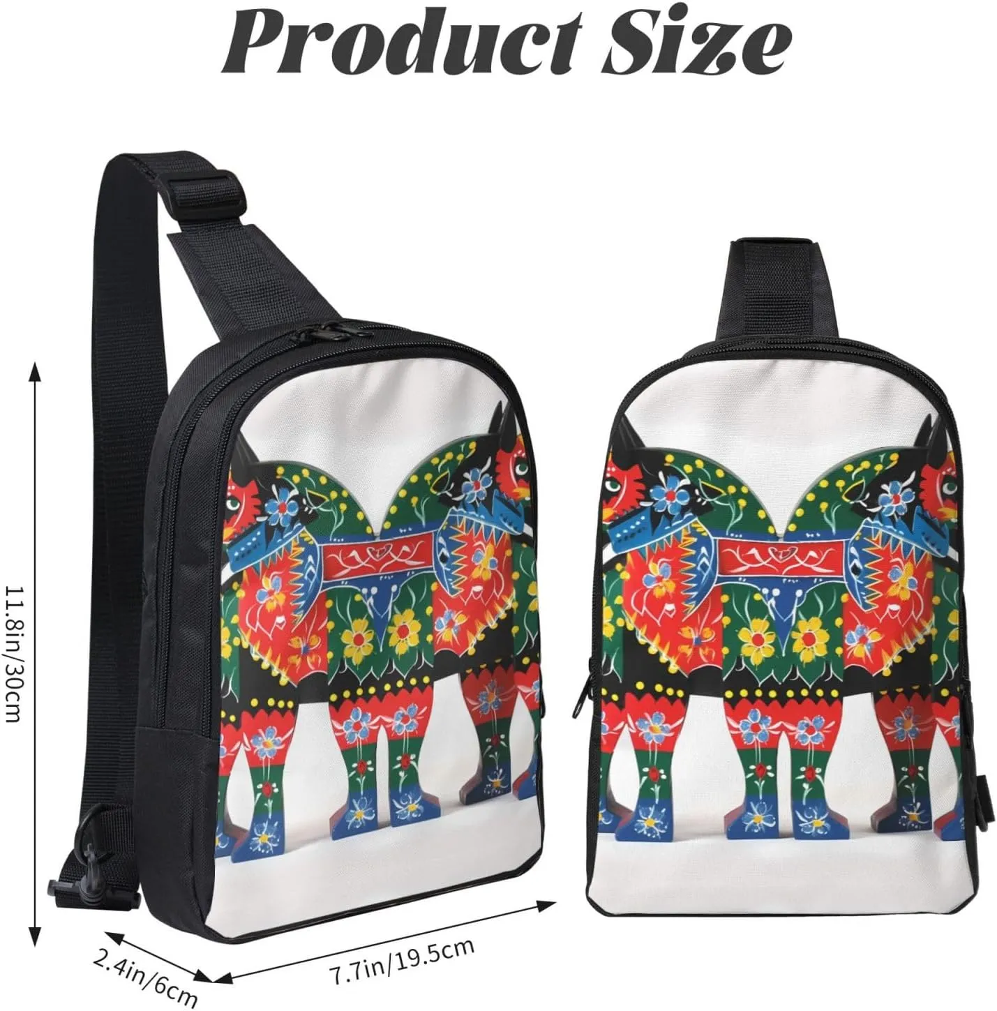 Sling Backpack Crossbody Sling Bag for Men Women Cross Chest Bag Runner Swedish Dala Horse Folk Shoulder Bag Travel Hiking Daypack